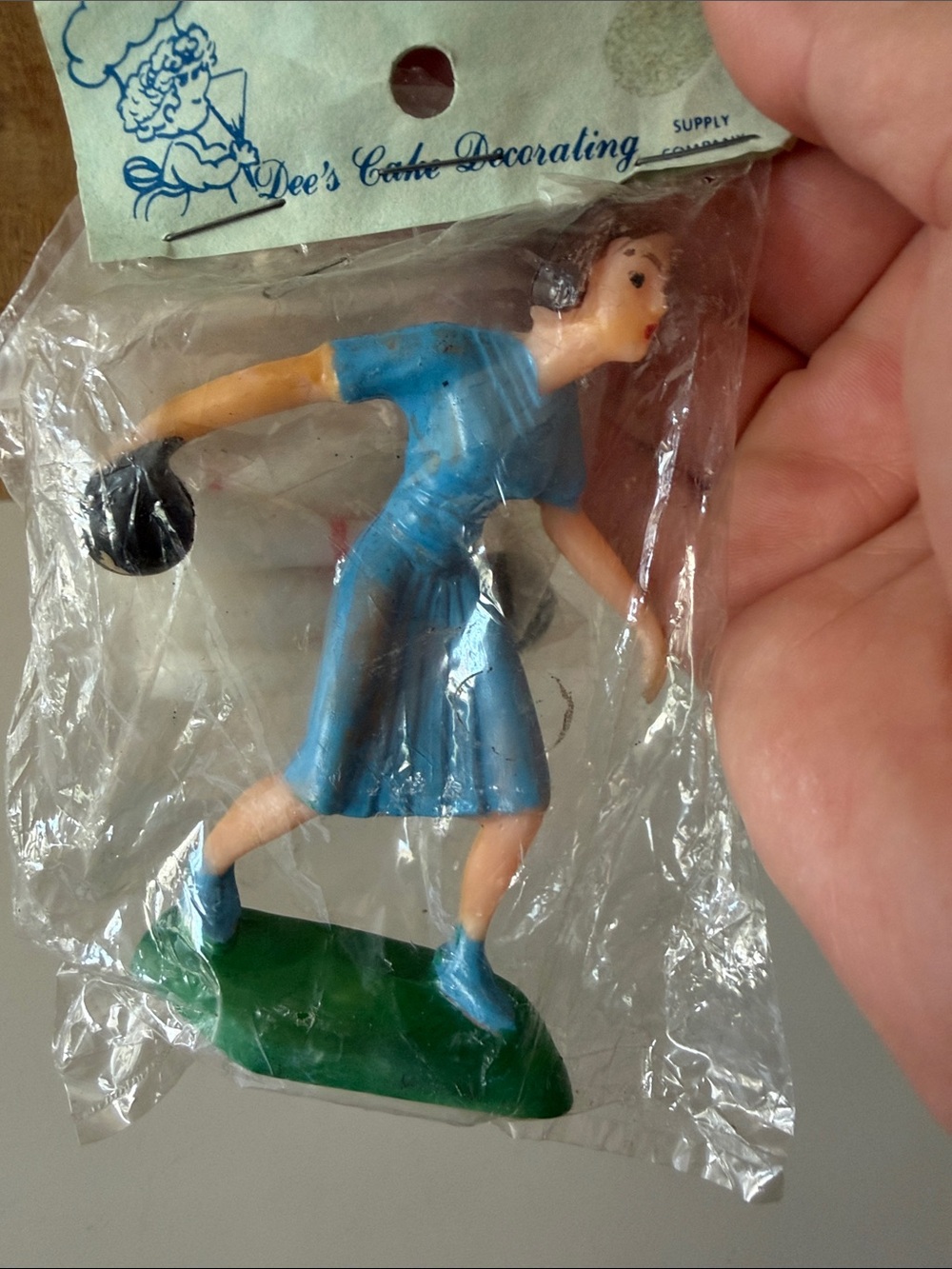Vintage Lady Bowler Cake Topper with Bowling Pins